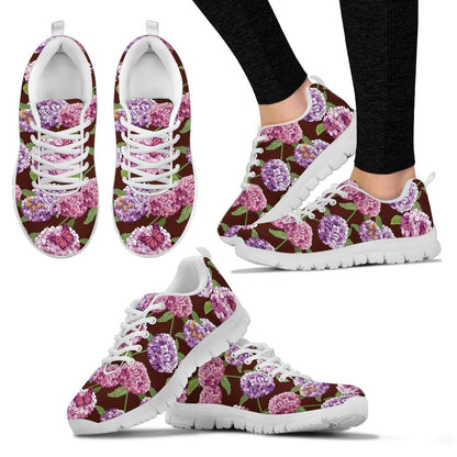 Hydrangea Pattern Print Design HD08 Sneakers White Bottom Shoes