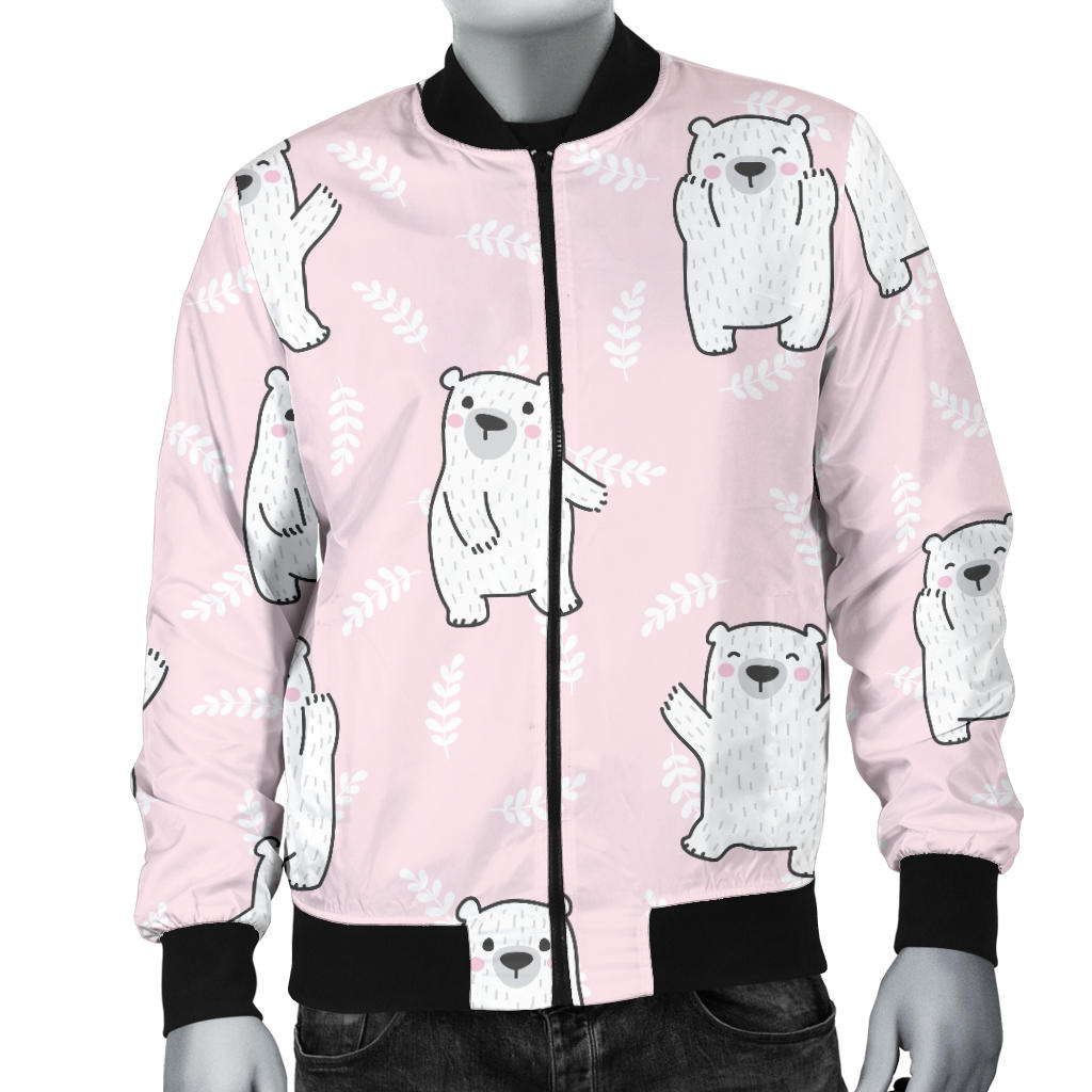 Polar Bear Pattern Print Design PB09 Men Bomber Jacket
