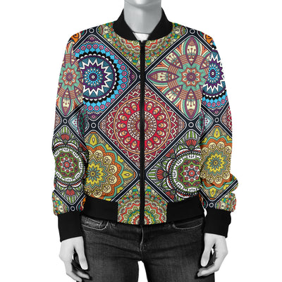 Bohemian Pattern Print Design 05 Women's Bomber Jacket