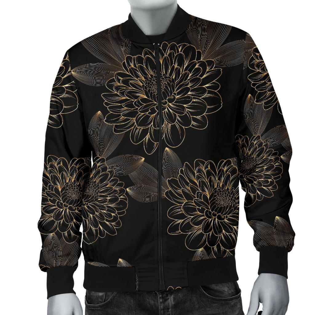 Dahlia Pattern Print Design DH04 Men Bomber Jacket