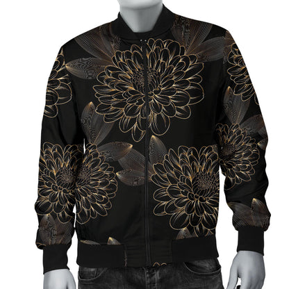 Dahlia Pattern Print Design DH04 Men Bomber Jacket
