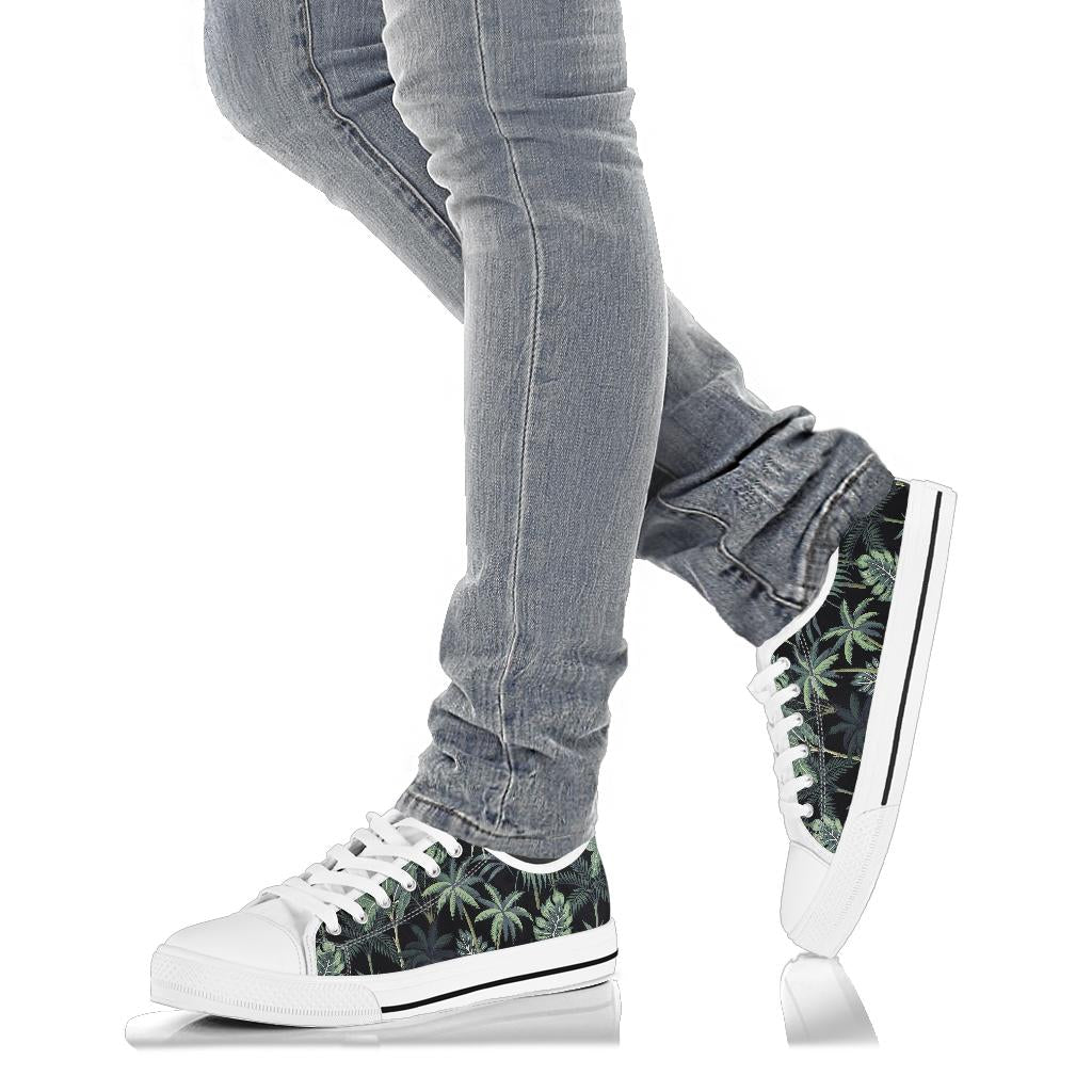 Rainforest Pattern Print Design RF02 White Bottom Low Top Shoes