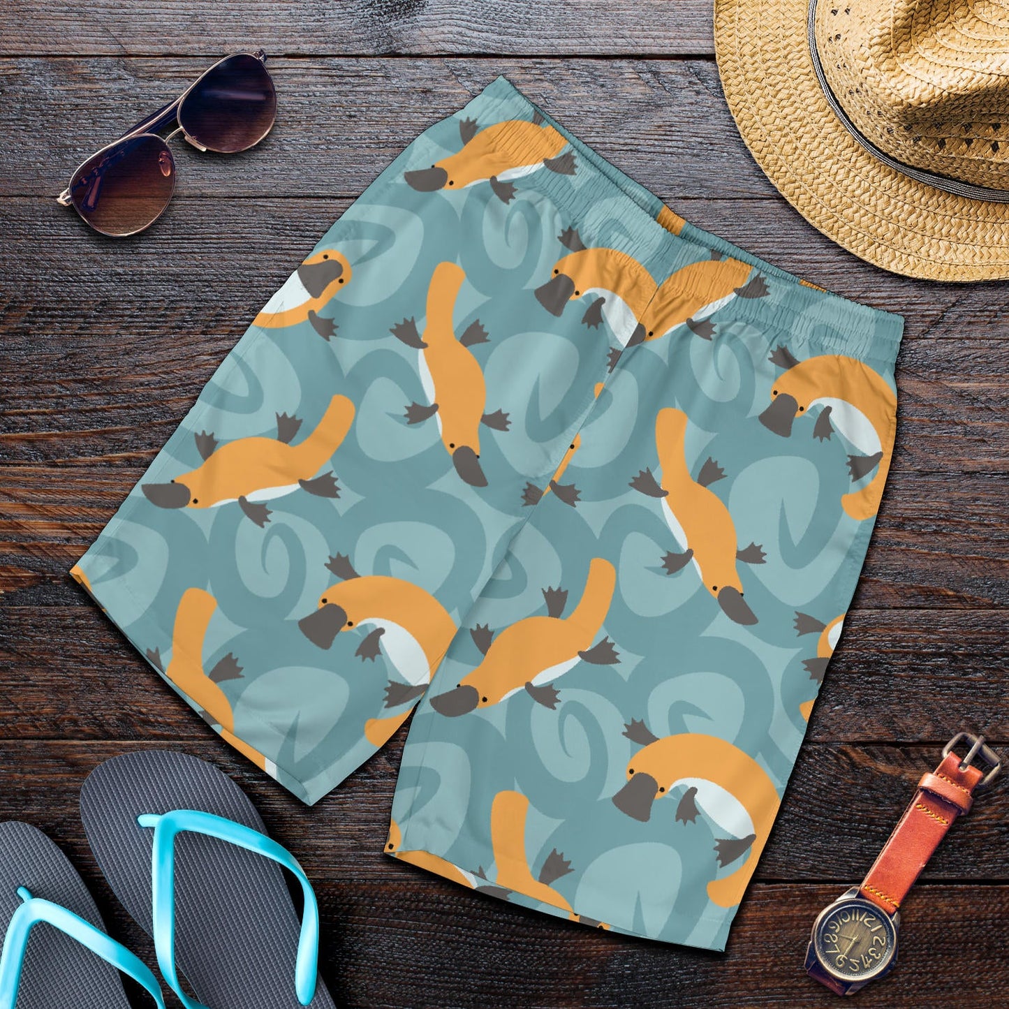 Platypus Pattern Print Design A01 Mens Shorts