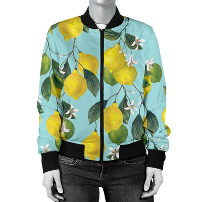 Lemon Pattern Print Design LM05 Women Bomber Jacket