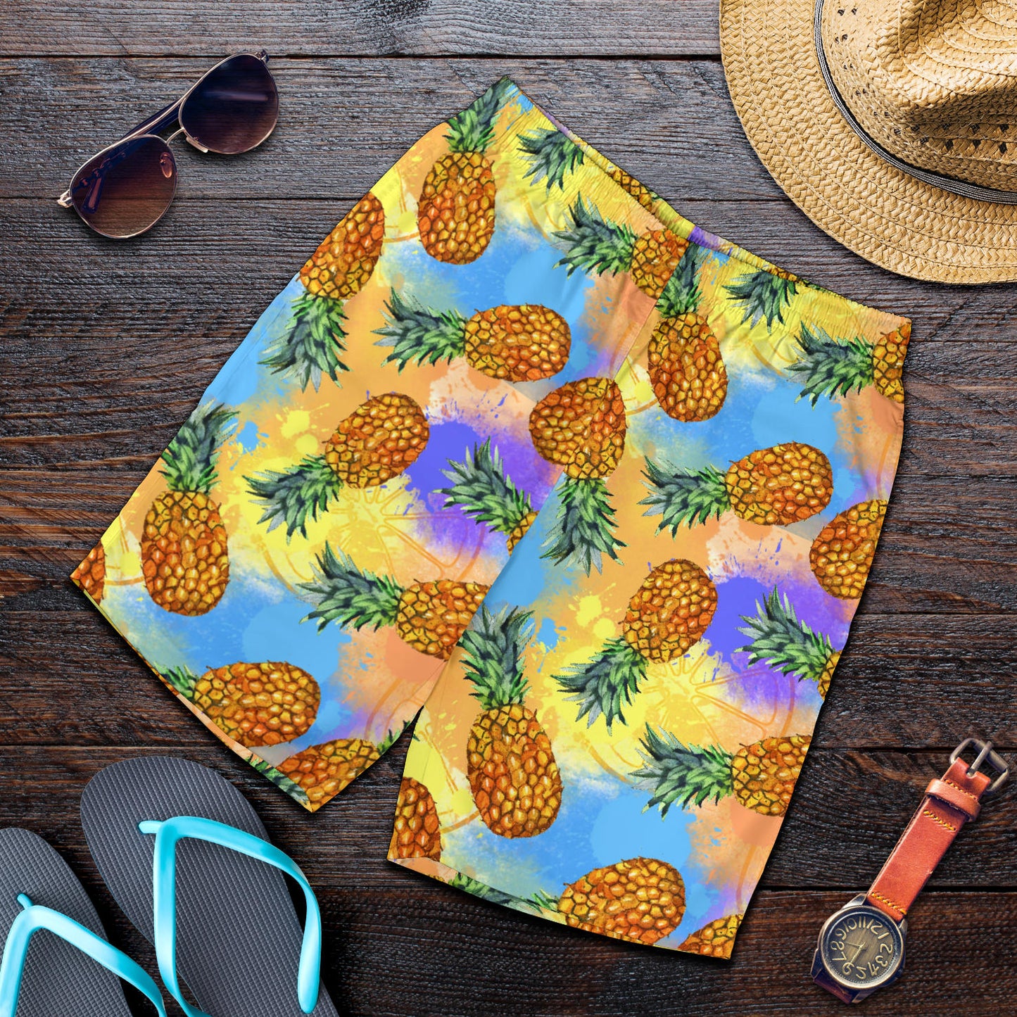 Pineapple Pattern Print Design PP09 Mens Shorts