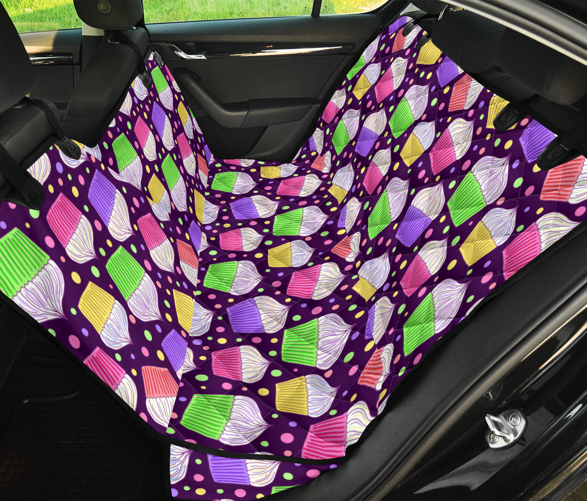 Cupcake Pattern Print Design CP07 Rear Dog  Seat Cover