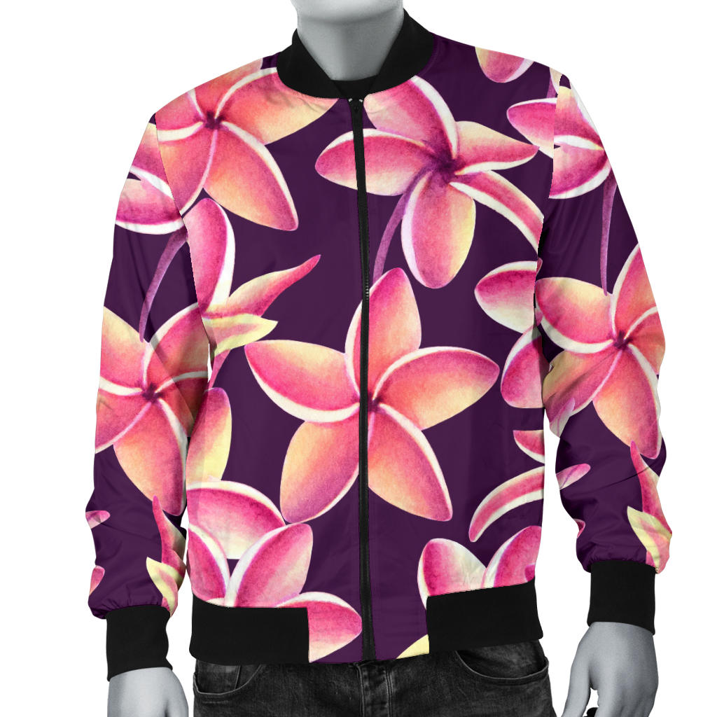 Purple Plumeria Pattern Print Design PM010 Men Bomber Jacket