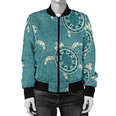 Sea Turtle Pattern Print Design T02 Women Bomber Jacket