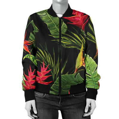 Bird Of Paradise Pattern Print Design BOP010 Women Bomber Jacket