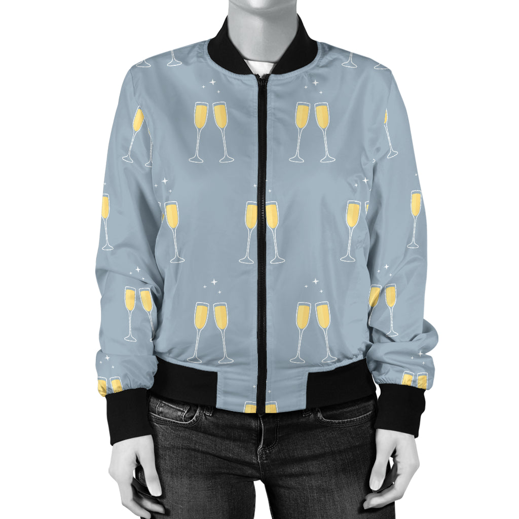 Champagne Pattern Print Design 03 Women's Bomber Jacket