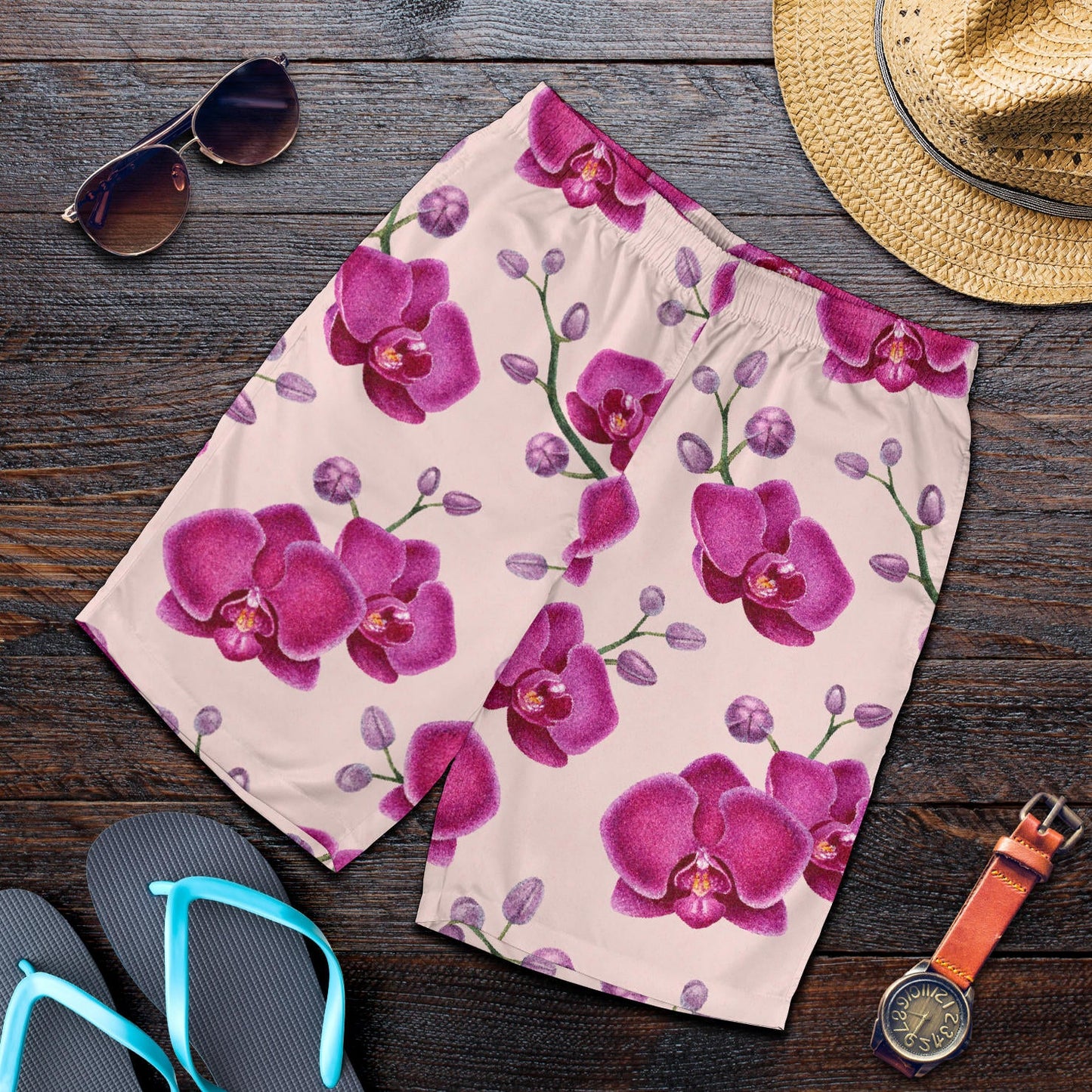 Orchid Pattern Print Design A02 Mens Shorts