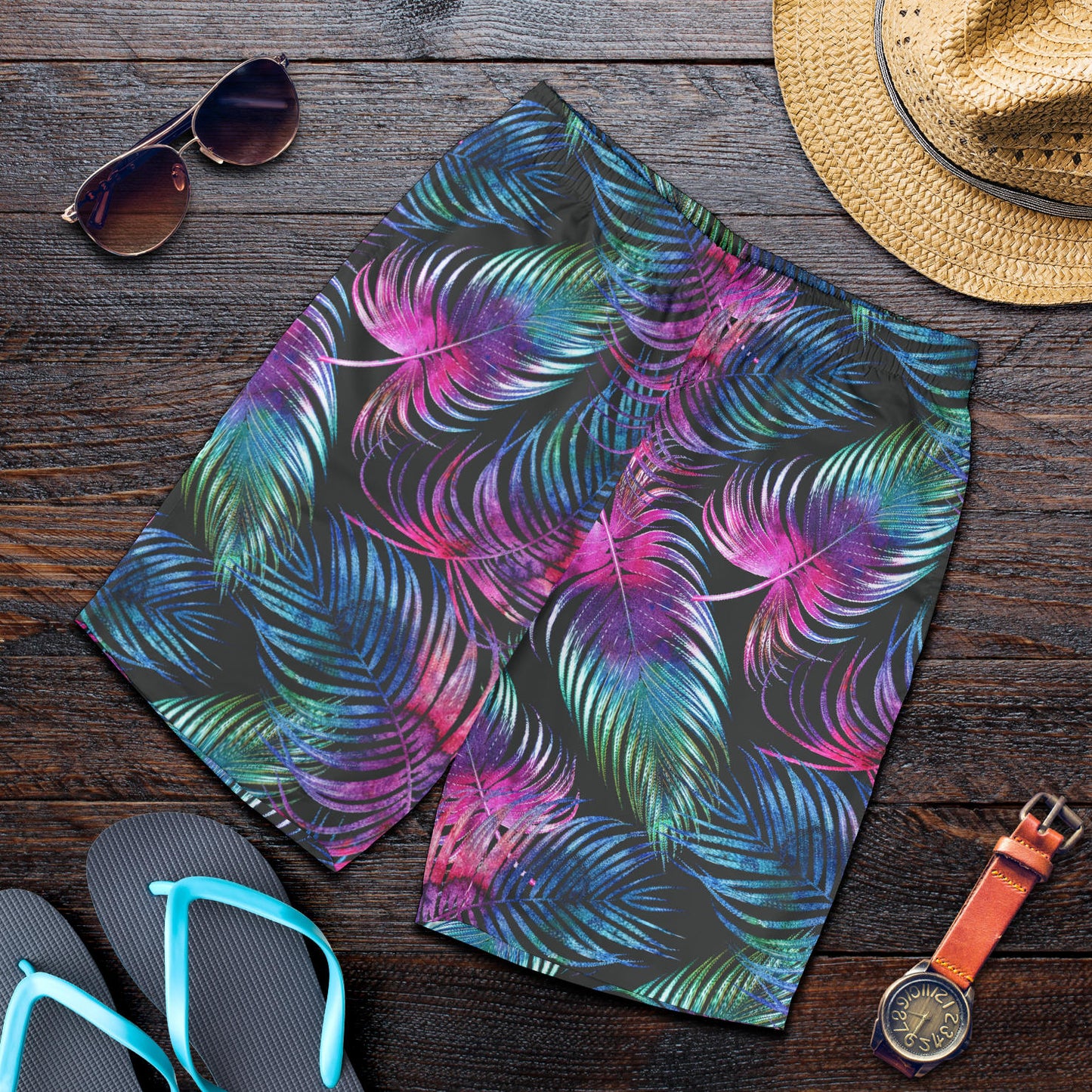 Palm Leaves Pattern Print Design PL010 Mens Shorts