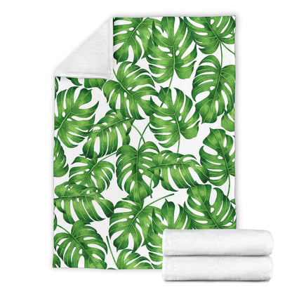Palm Leaves Pattern Print Design PL08 Fleece Blanket