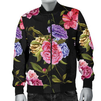Carnations Pattern Print Design CN05 Men Bomber Jacket