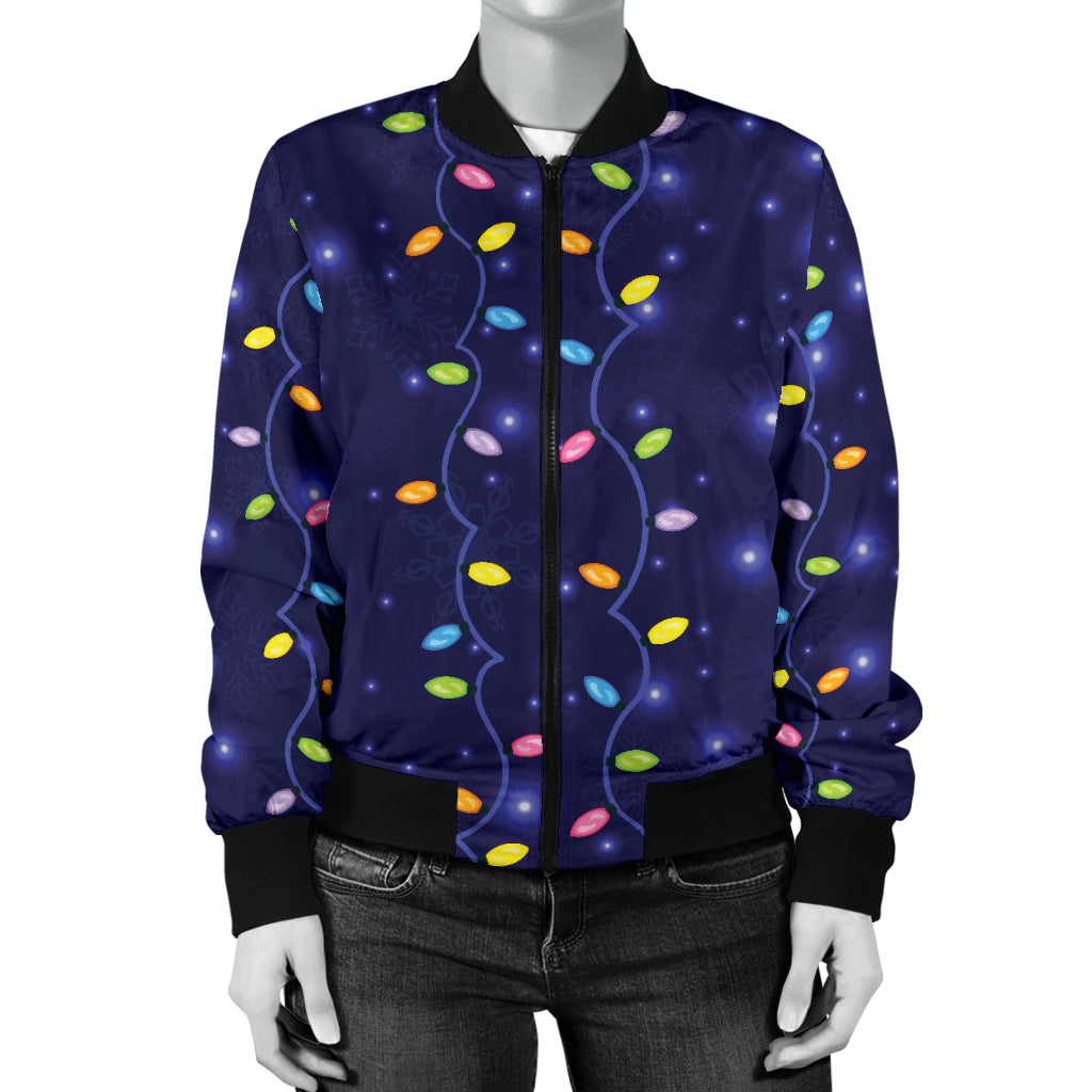 Christmas Light Pattern Print Design 03 Women's Bomber Jacket