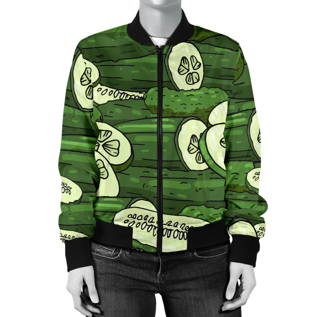 Cucumber Pattern Print Design CC01 Women Bomber Jacket