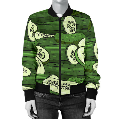 Cucumber Pattern Print Design CC01 Women Bomber Jacket
