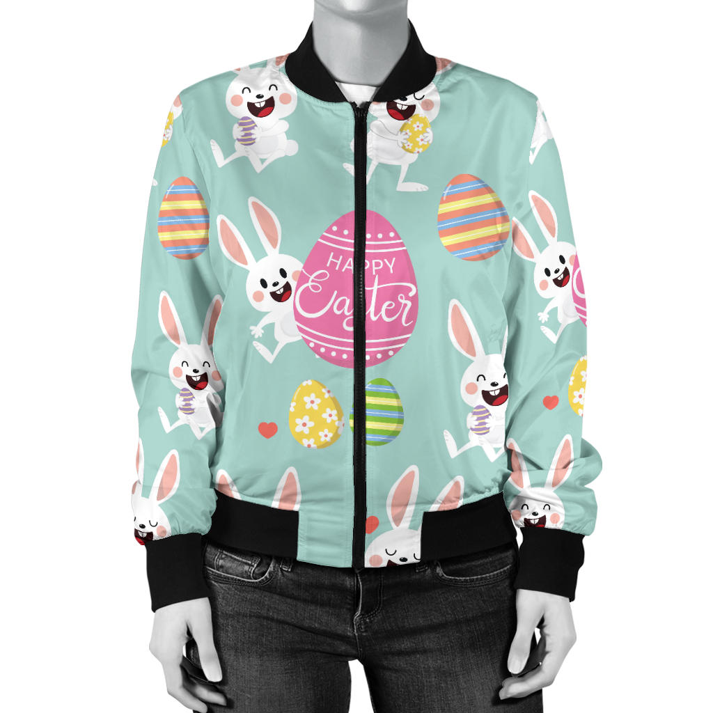 Easter Eggs Pattern Print Design RB014 Women Bomber Jacket