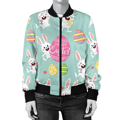 Easter Eggs Pattern Print Design RB014 Women Bomber Jacket