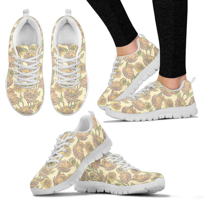 Dahlia Pattern Print Design DH09 Sneakers White Bottom Shoes