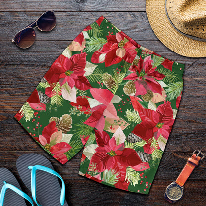 Poinsettia Pattern Print Design POT03 Mens Shorts
