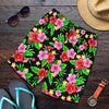 Pink Red Hibiscus Pattern Print Design HB023 Mens Shorts