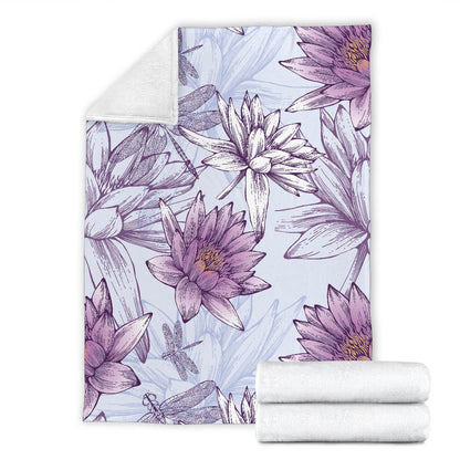 Water Lily Pattern Print Design WL01 Fleece Blanket