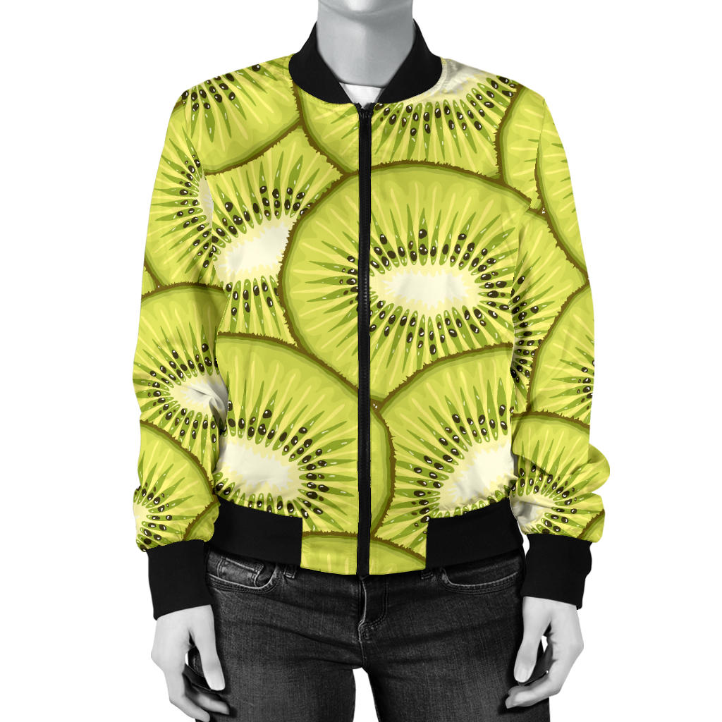 Kiwi Pattern Print Design KW07 Women Bomber Jacket