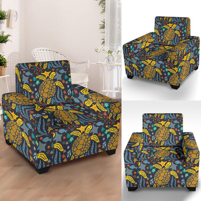 Sea Turtle Pattern Print Design T03 Armchair Slipcover