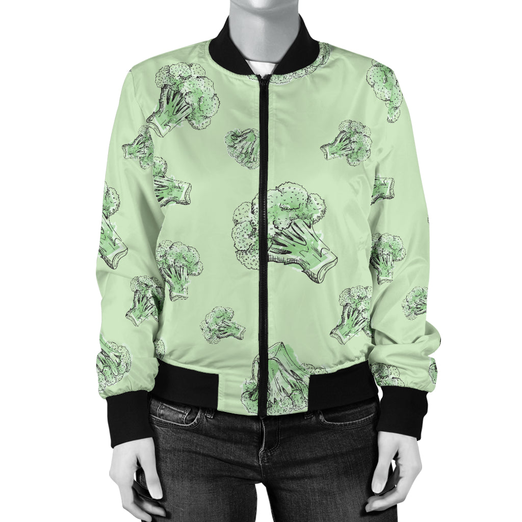 Broccoli Pattern Print Design 05 Women's Bomber Jacket