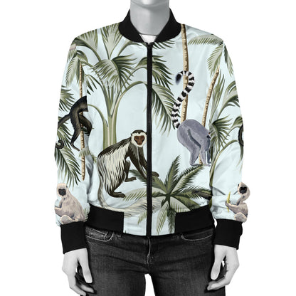 Rainforest Pattern Print Design RF04 Women Bomber Jacket