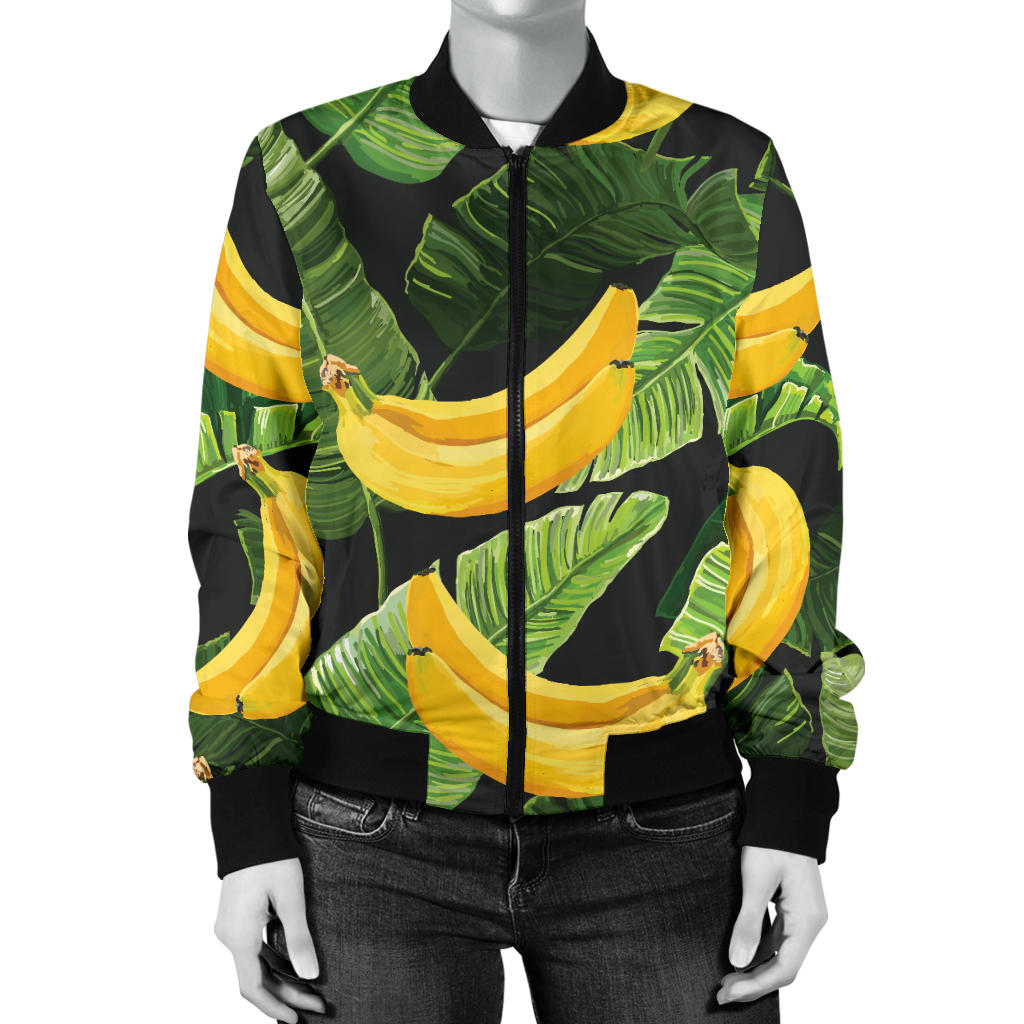 Banana Pattern Print Design BA01 Women Bomber Jacket