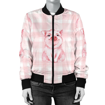 Pig Baby Pattern Print Design 01 Women's Bomber Jacket