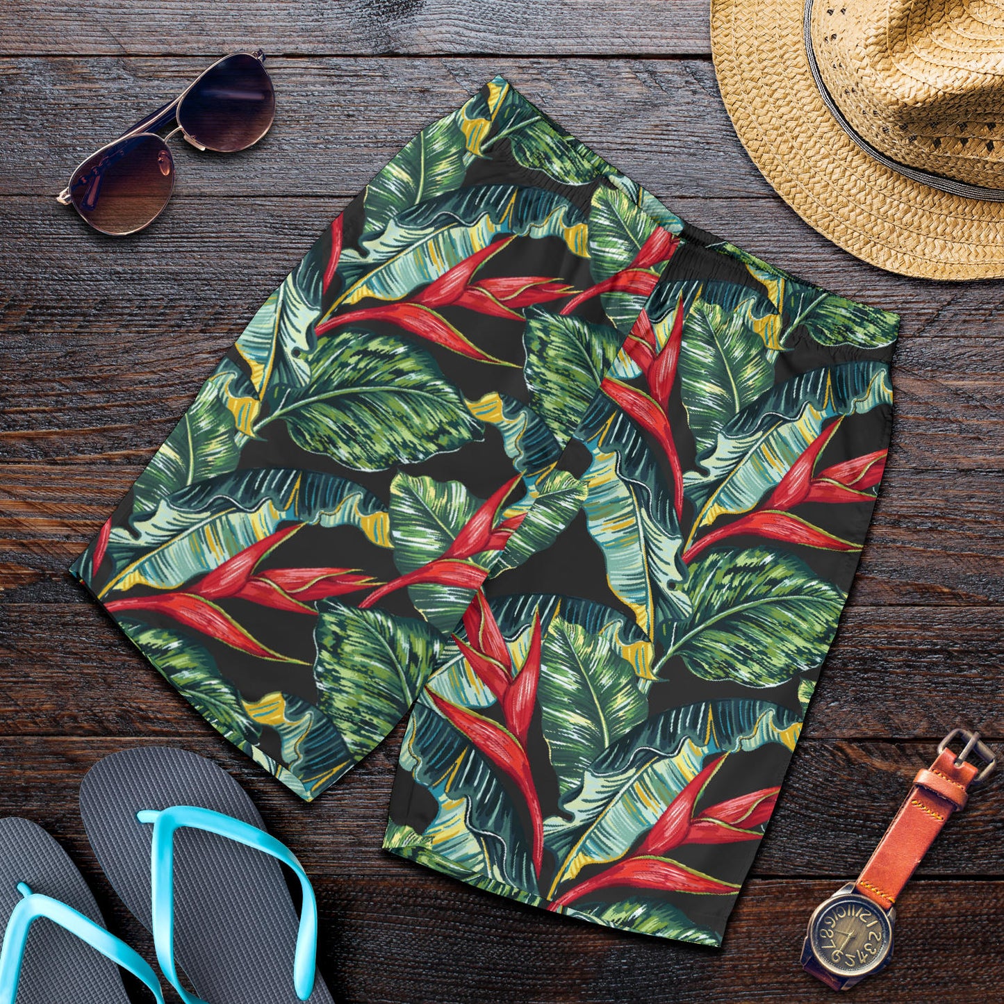 Bird Of Paradise Pattern Print Design BOP06 Mens Shorts