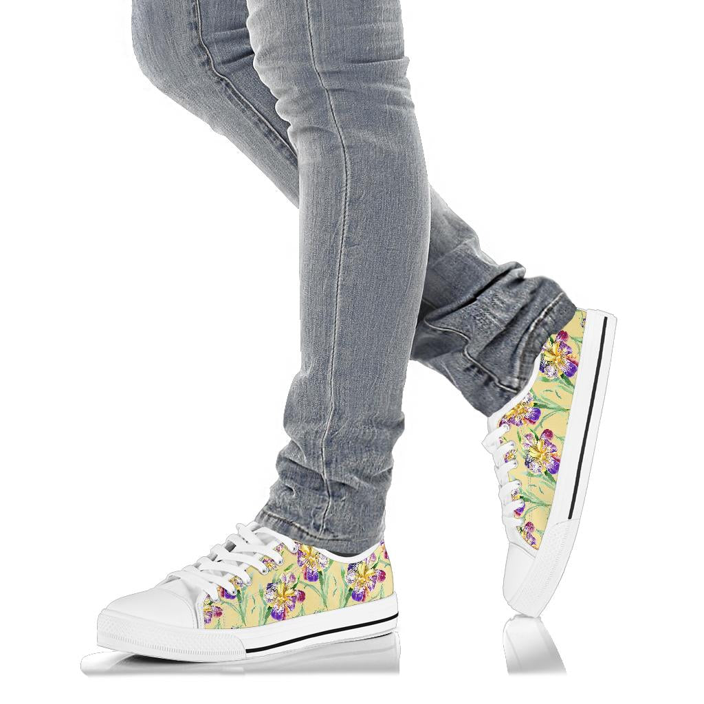 Iris Pattern Print Design IR06 White Bottom Low Top Shoes