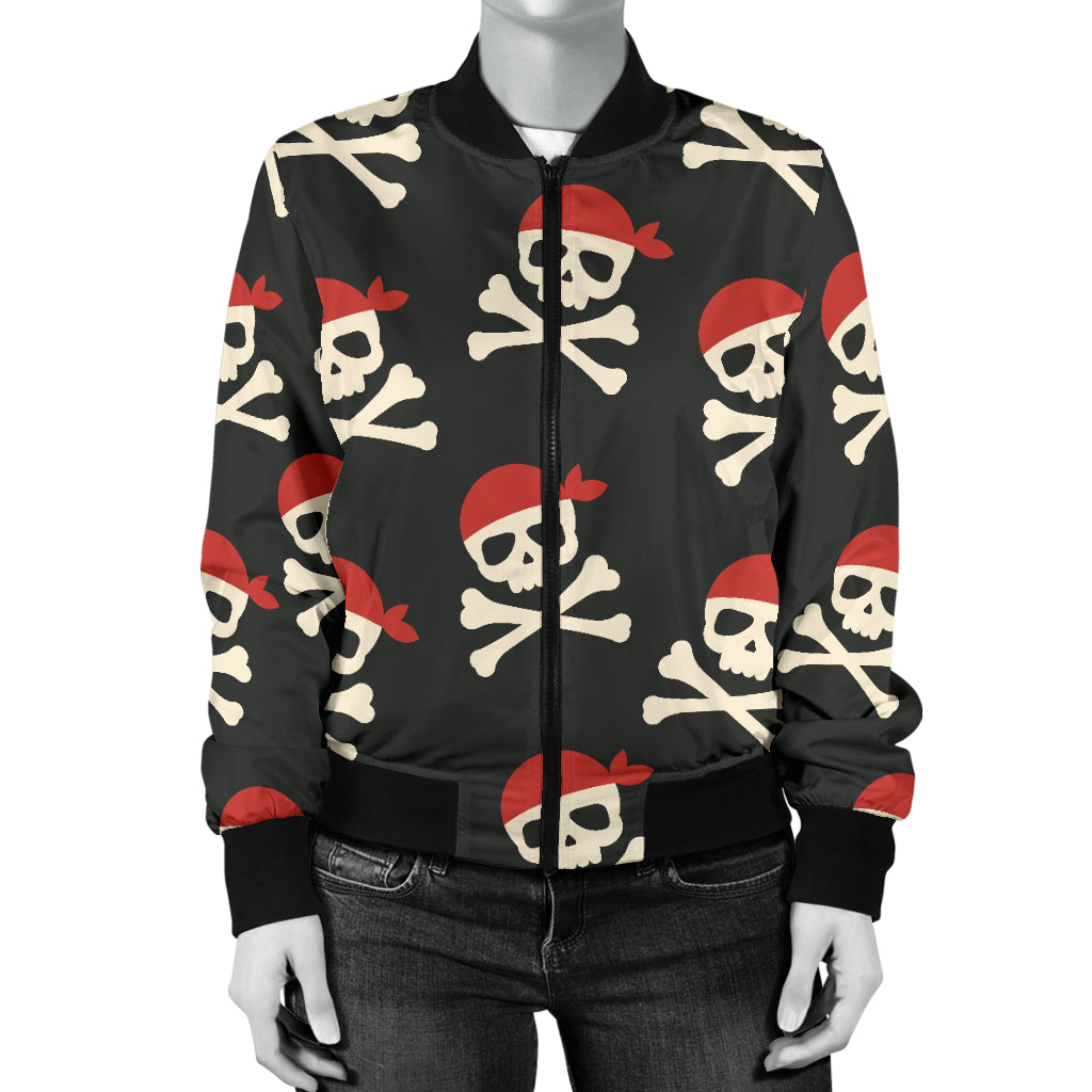 Pirate Pattern Print Design A04 Women's Bomber Jacket