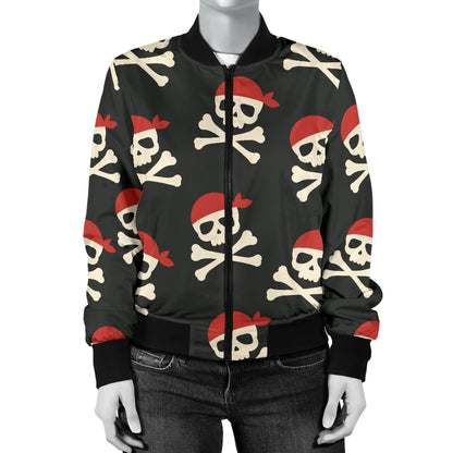 Pirate Pattern Print Design A04 Women's Bomber Jacket