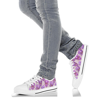 Iris Pattern Print Design IR05 White Bottom Low Top Shoes