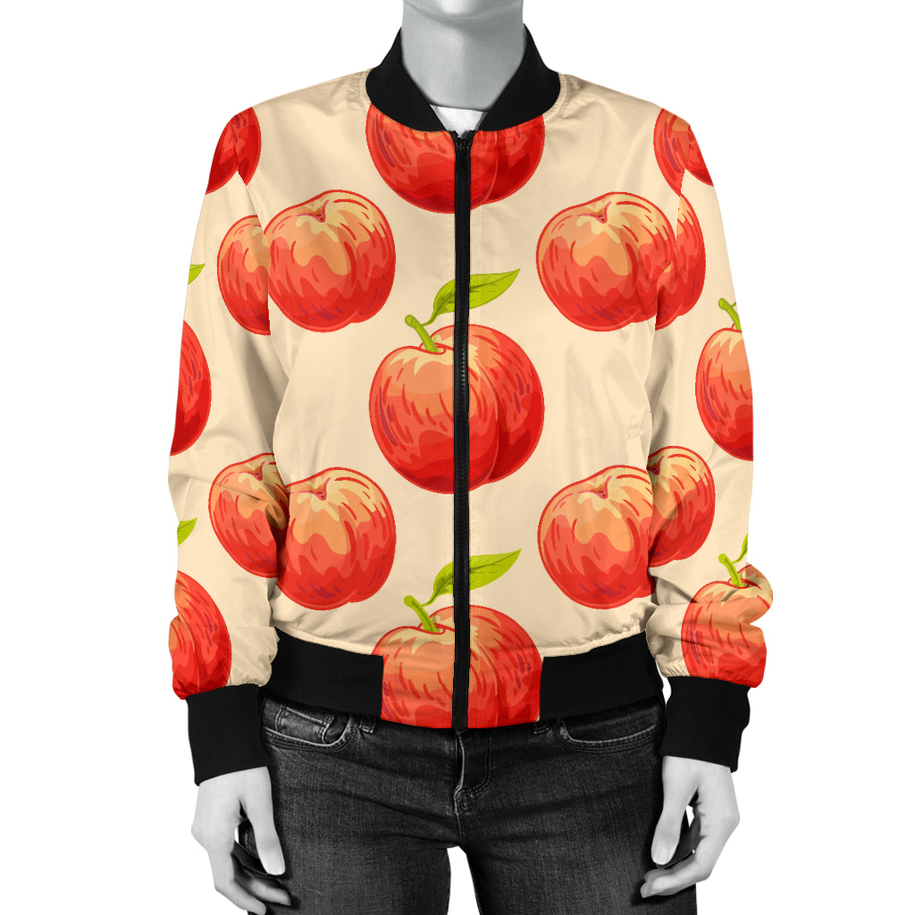 Peach Pattern Print Design A03 Women's Bomber Jacket