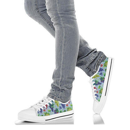 Grape Pattern Print Design GP06 White Bottom Low Top Shoes