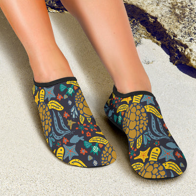 Sea Turtle Pattern Print Design T03 Aqua Water Shoes