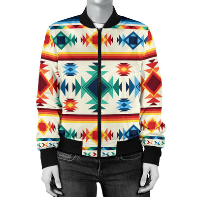 Aztec Pattern Print Design 02 Women's Bomber Jacket