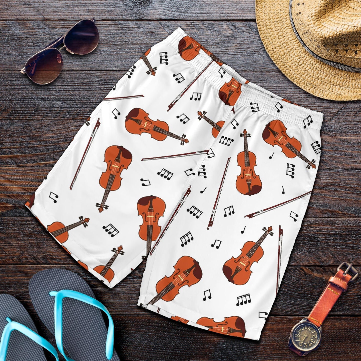Violin Pattern Print Design 02 Mens Shorts