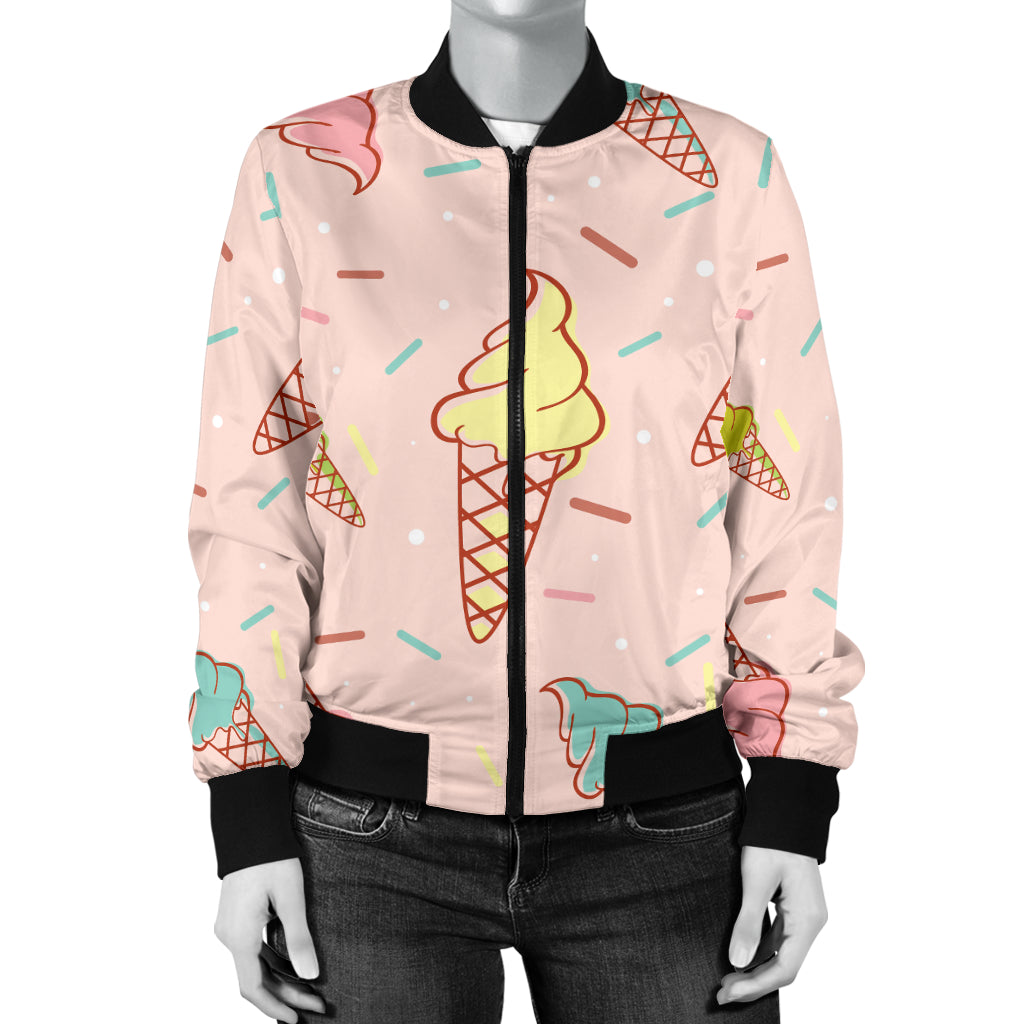 Ice Cream Pattern Print Design 02 Women's Bomber Jacket