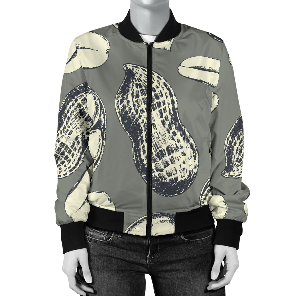 Peanut Pattern Print Design A01 Women's Bomber Jacket