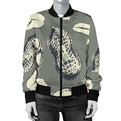 Peanut Pattern Print Design A01 Women's Bomber Jacket