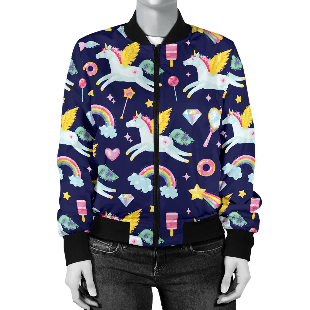 Pegasus Pattern Print Design 05 Women's Bomber Jacket