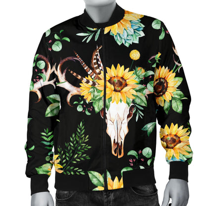 Sunflower Pattern Print Design SF08 Men Bomber Jacket