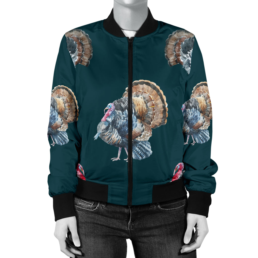 Turkey Pattern Print Design 03 Women's Bomber Jacket