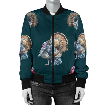 Turkey Pattern Print Design 03 Women's Bomber Jacket